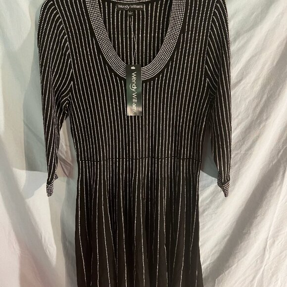 Wendy Williams Black and White Striped Dress L - Picture 3 of 8